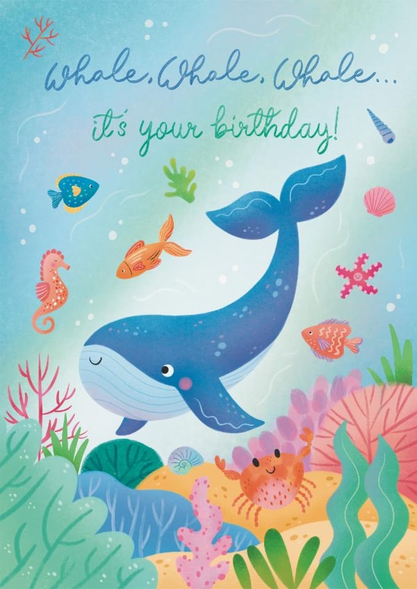 Cute Birthday Card - Whale - Pun created by Lisa Parker