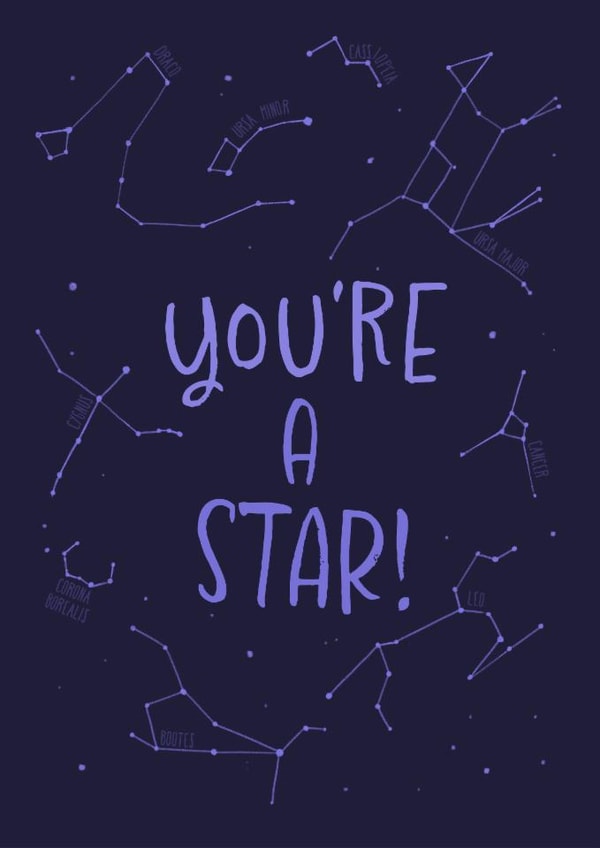 Fun Thank You Card - You're A Star - Stars created by Sarah Deane
