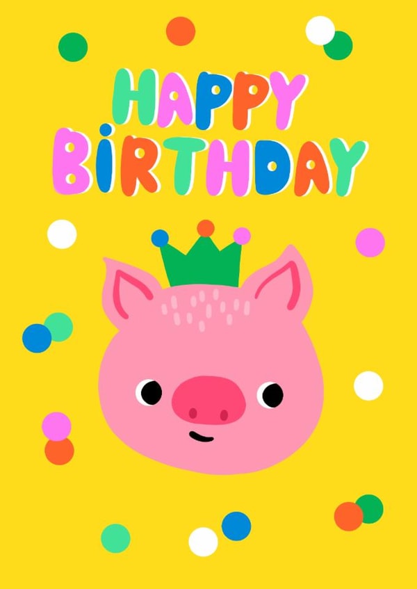 Cute Birthday Card - Party Pig created by little star piggy