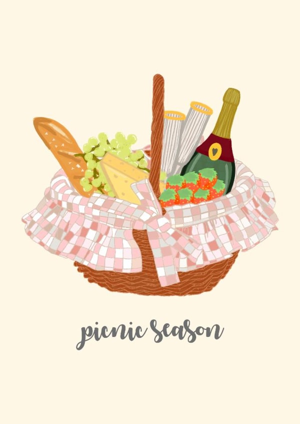 Cute Whimsical Summer/Spring Picnic Food Hamper Basket created by Amber Pigram