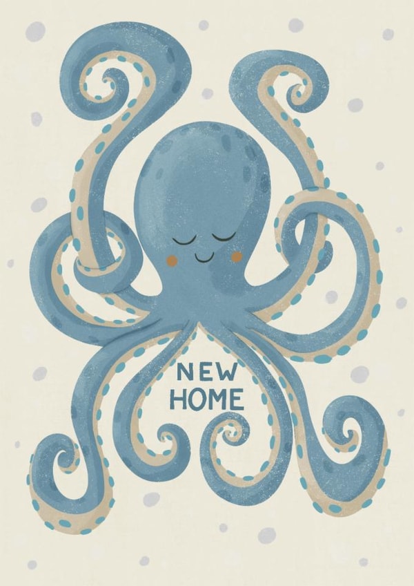 Cute New Home Card - Octopus - Coastal created by Silky Rose Design