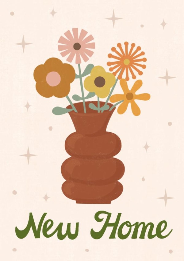 Retro New Home Card - Vase - Flowers created by Silky Rose Design