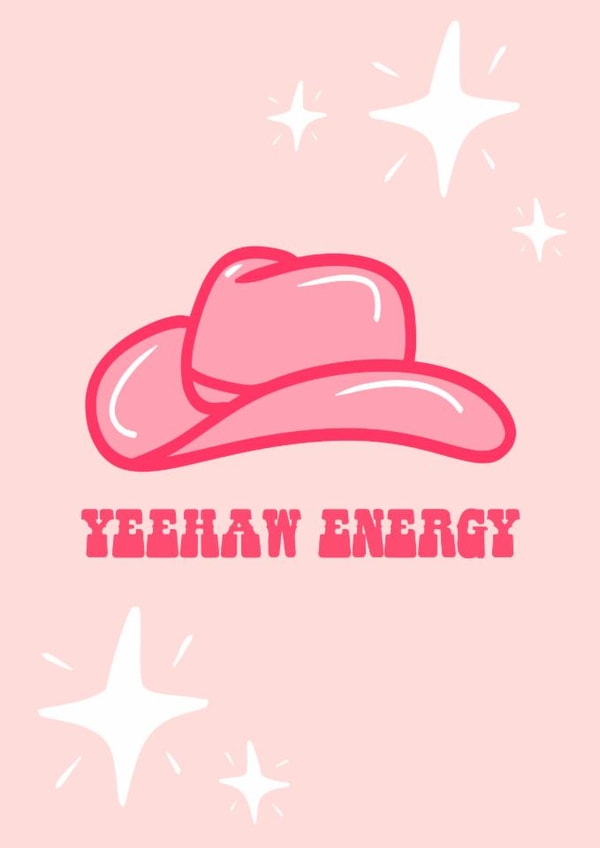 Yeehaw cowgirl hat card with sparkles created by Amber Pigram