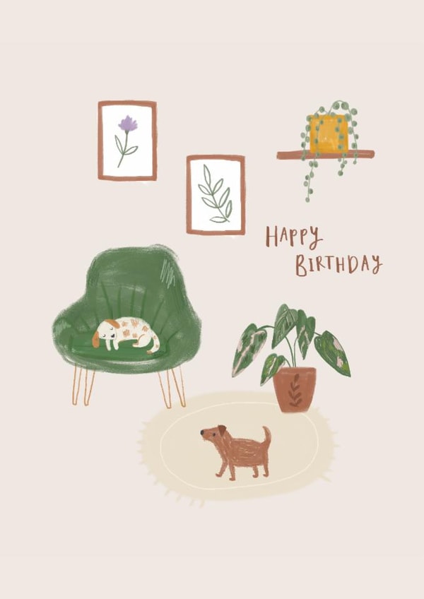 Classic Birthday Card - Dogs - Plants created by Laura Pantony