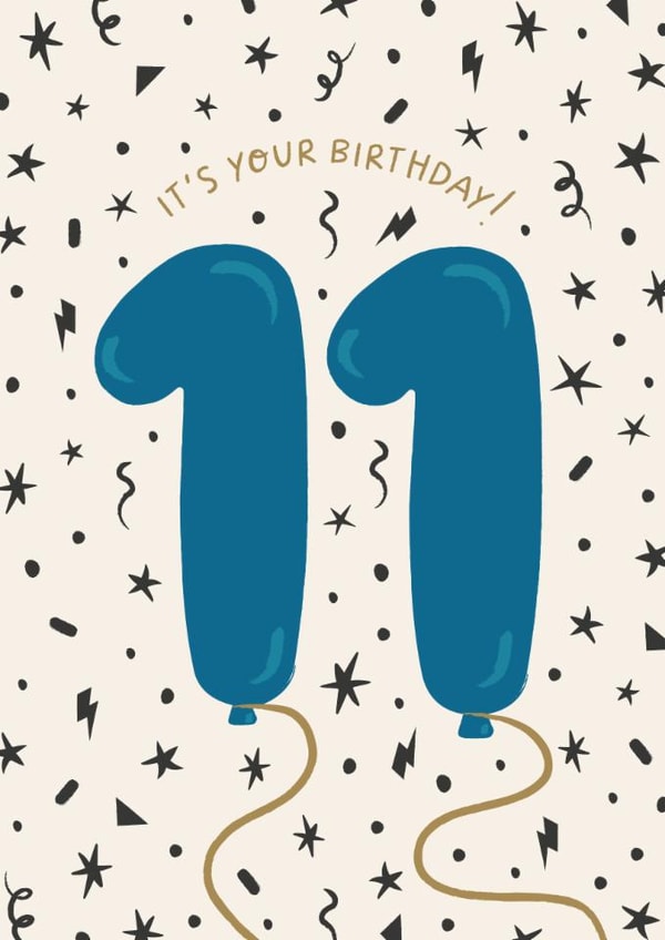 Classic Birthday Card - 11th - For Him - Balloons created by The Pattern Press