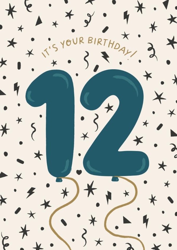Classic Birthday Card - 12th - For Him - Balloons created by The Pattern Press