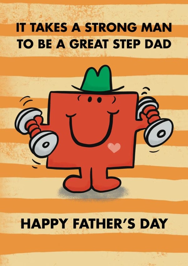 Cute Father's Day Card - Great Step Dad - Mr. Strong created by Mr. Men