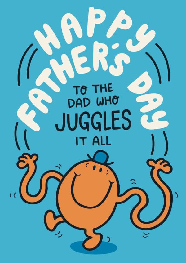 Cute Father’s Day Card - Mr. Tickle - Juggling Dad - Mr. Men created by Mr. Men