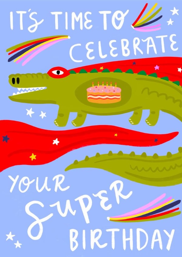 Cute Birthday Card - It's Time To Celebrate - Crocodile created by Lazybonesprint