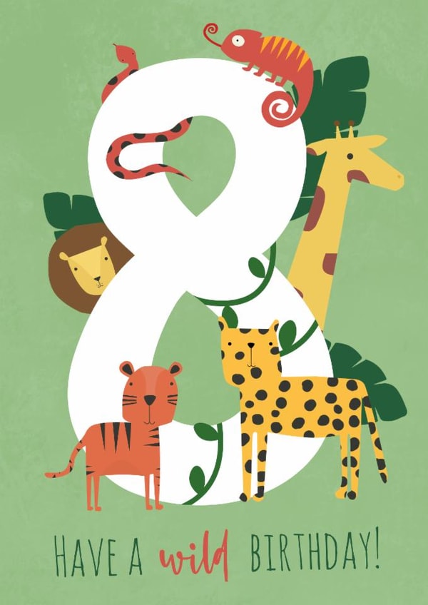 Cute 8th Birthday - For Him - Jungle created by Abigail Elodie