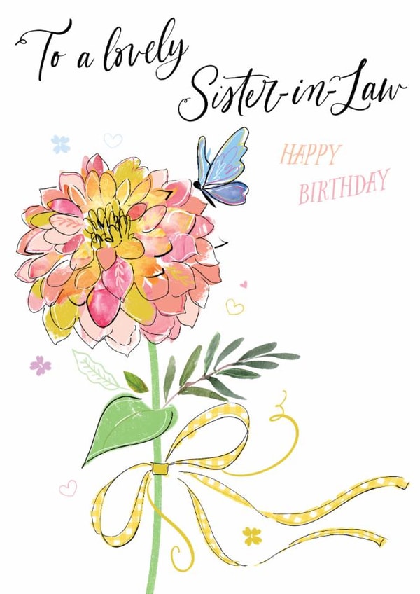 Classic Birthday Card - For Sister-InLaw - Flower created by Katie Phythian Design