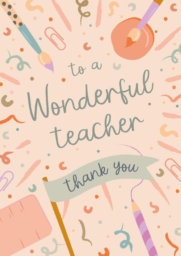 Classic Thank You Card - Wonderful Teacher created by The Pattern Press