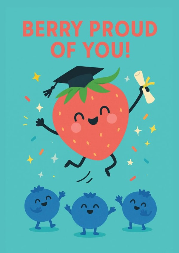 Cute Graduation Card for Friend – Strawberry & Blueberries – Berry Proud of You created by Tiffany Halls