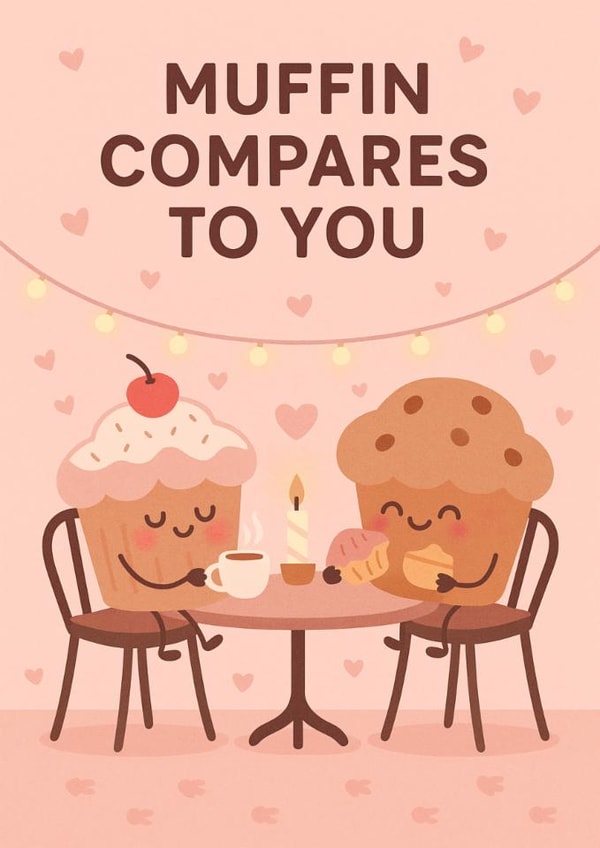 Cute Love & Friendship Card – Café Muffins – Muffin Compares to You created by Tiffany Halls