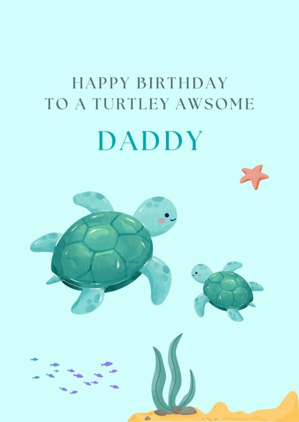 Cute turtle under water themed birthday card created by Emily James