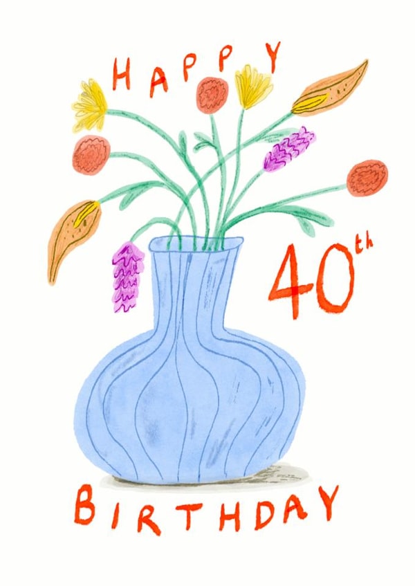 Classic 40th Birthday Card - For Her - Flowers created by Meg Pearl Designs