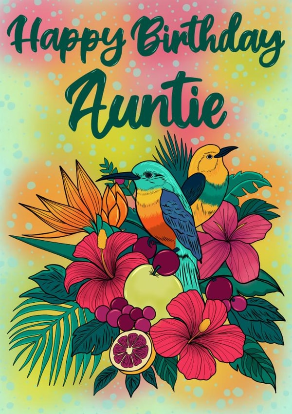 Arty Birthday Card - For Auntie - Tropical Birds created by Lois Fitzy