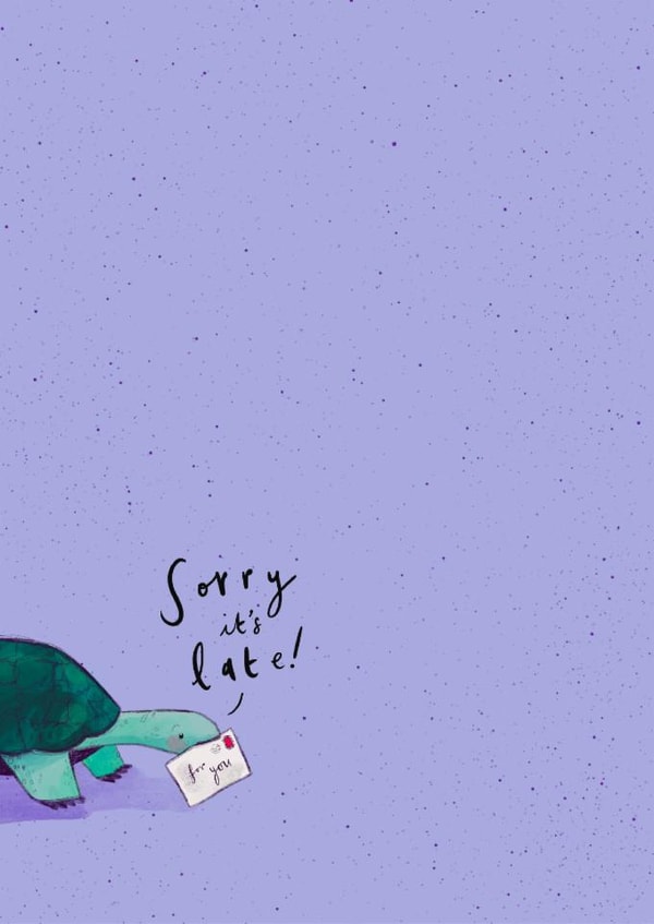 Cute Birthday Card - Belated - Tortoise created by Studio Snow