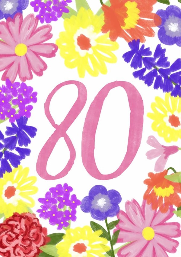 Classic Birthday Card - 80th - Pretty Florals created by Juniper and Rose Studio