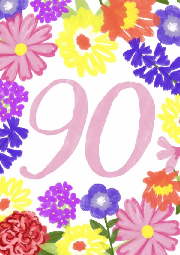 Classic Birthday Card - 90th - Pretty Florals created by Juniper and Rose Studio