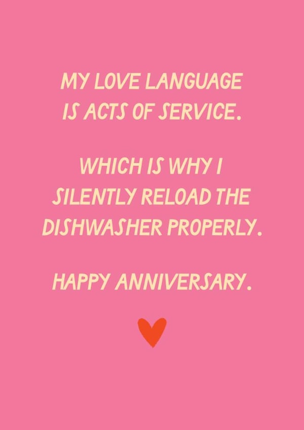 Funny Anniversary Card - Love Language - Acts Of Service created by Sweetlove Press