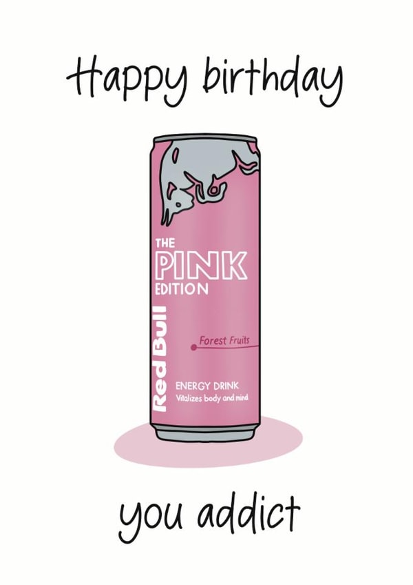 Fun Birthday Card - Redbull - The Pink Edition created by Kave Media