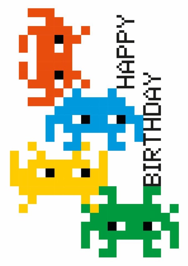 Retro Birthday Card - Pac Man - Game created by Dicky Bird