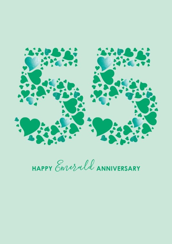 Classic 55th Anniversary Card - Emerald Anniversary - Hearts created by mrs L cards