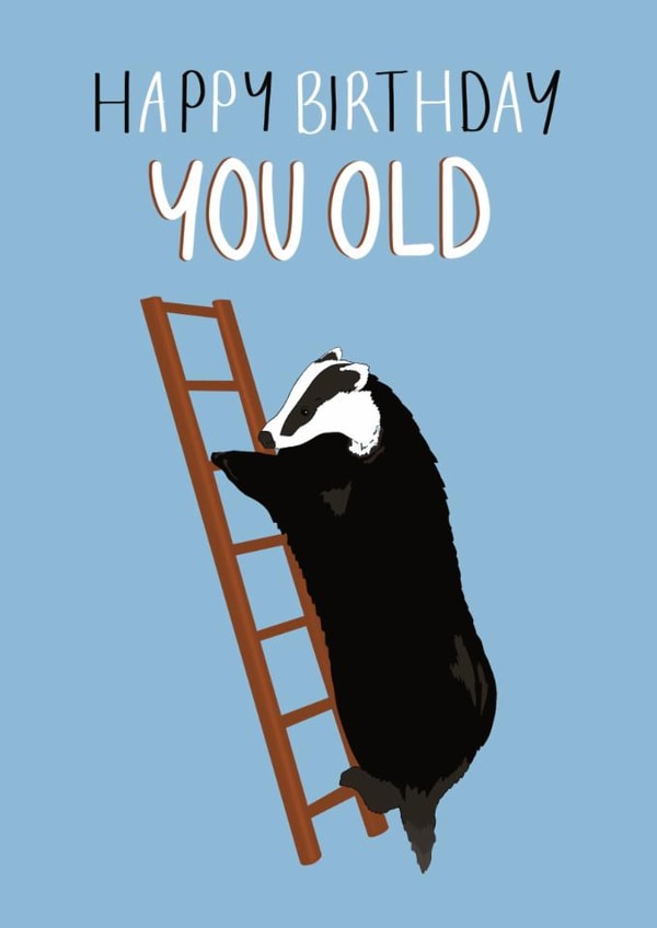 Cheeky Birthday Card - You Old - Badger created by Abbie Hawkins