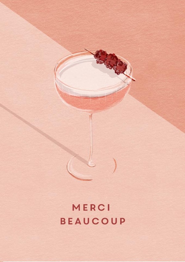 Arty Thank You Card - Merci Beaucoup - Cocktail created by @doublepea_designs