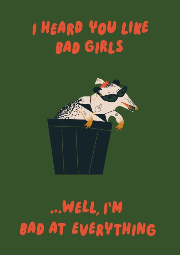 Funny Anniversary/Valentine's Day Card - Bad Girl Possum created by Betiobca