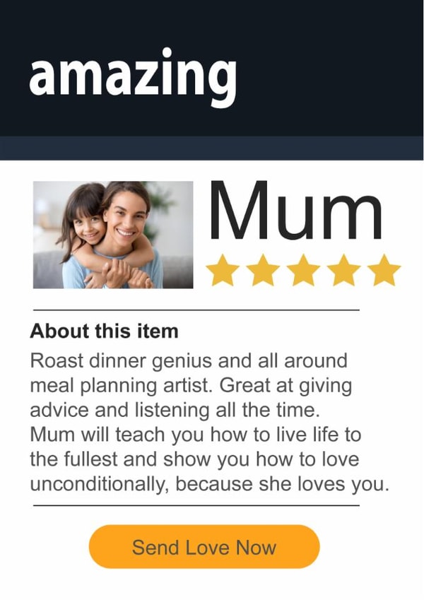 Funny Birthday/Mother's Day Card - Amazing Mum - Amazon Review created by Rosewood Design