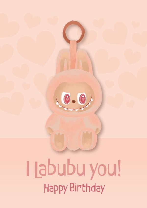 Cute Birthday/Anniversary Card - Labubu Doll created by Philippa Elizabeth Illustration