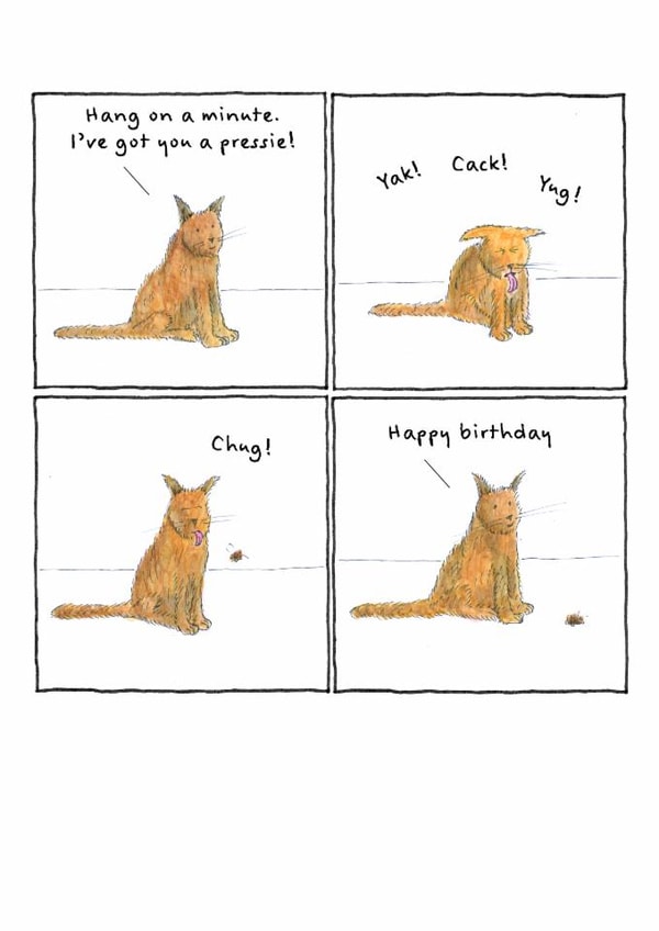 Funny Birthday Card - From The Cat - Hair Ball created by Rusty Pencil