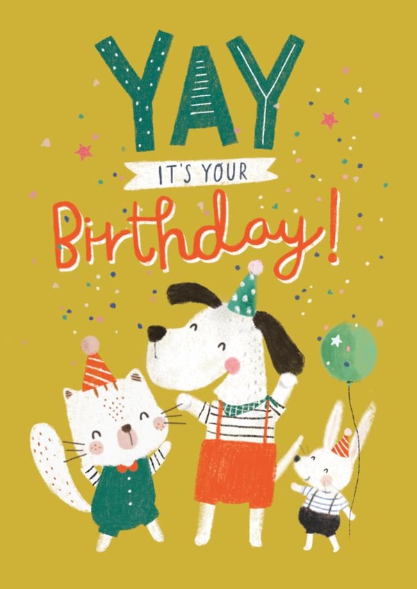 Cute Birthday Card - Animals - Yay It's Your Birthday! created by Stripey Paper