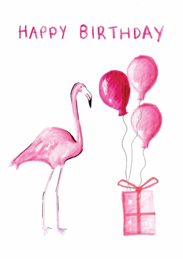 Cute Birthday Card - For Her - Flamingo created by HCD Illustration