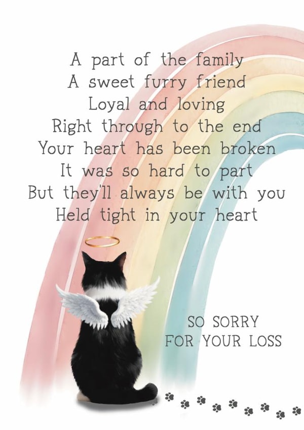 Heartfelt Sympathy Card - Pet Loss - Cat Bereavement created by Giddy Kipper