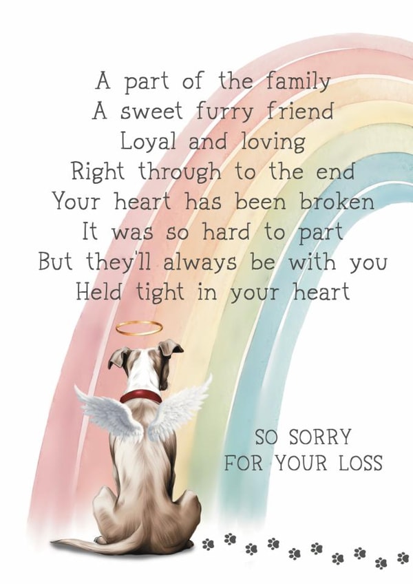 Heartfelt Sympathy Card - Pet Loss - Greyhound created by Giddy Kipper