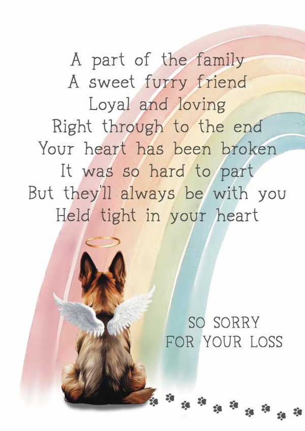 Heartfelt Sympathy Card - Pet Loss - German Shepherd created by Giddy Kipper