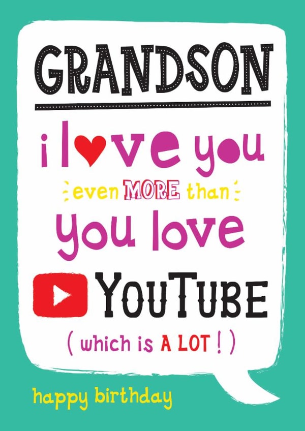 Funny Birthday Card - For Grandson - YouTube created by la la la Designs