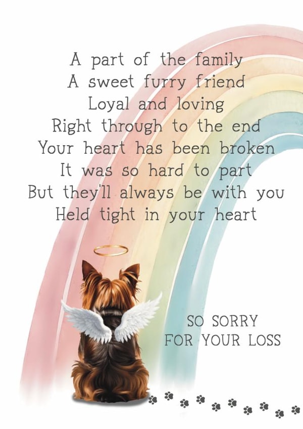 Heartfelt Sympathy Card - Pet Loss - Yorkshire Terrier created by Giddy Kipper