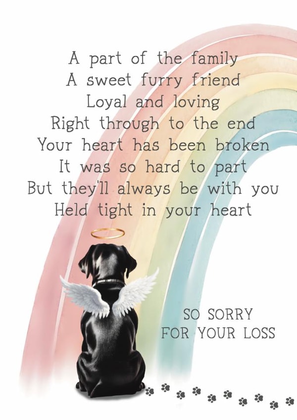 Heartfelt Sympathy Card - Pet Loss - Black Labrador created by Giddy Kipper