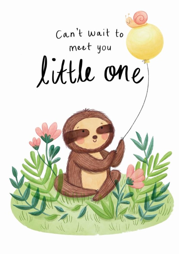 Cute New Baby Card - Sloth created by Chloe Fae Designs