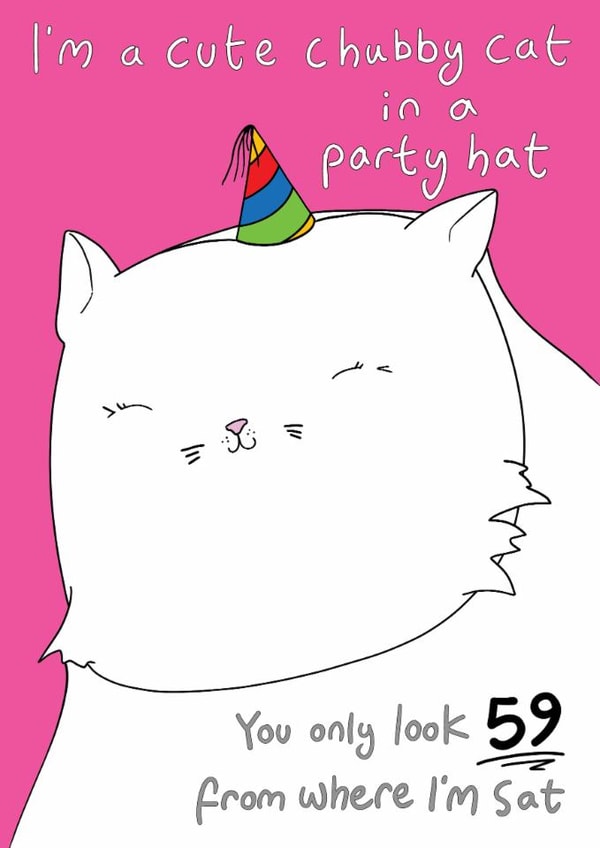 Cute Birthday Card - 60th - Party Cat created by Blueberry Magpie Cards