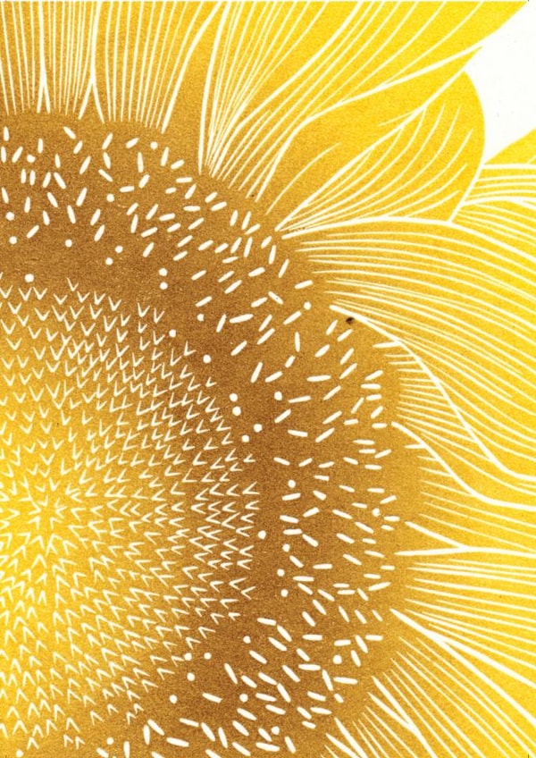 Thank you - good luck - happiness - sunflower - garden lover - for friend created by Carrie Lyall Printmaker