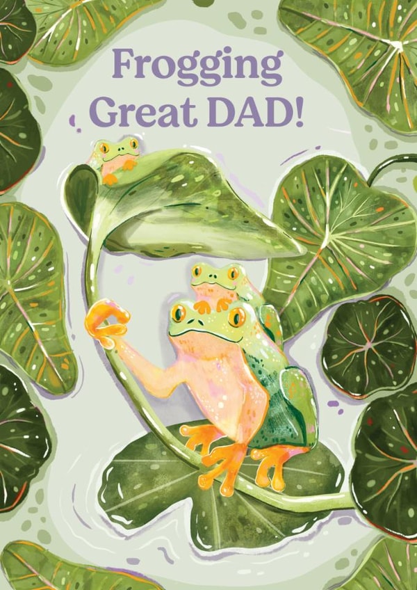 Cute Father's Day Card - Frogging Great Dad - Pun created by Anna Cheng Design & Print