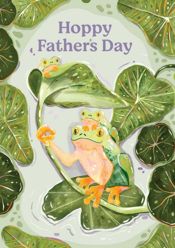 Cute Father's Day Card - Hoppy Father's Day - Frogs created by Anna Cheng Design & Print