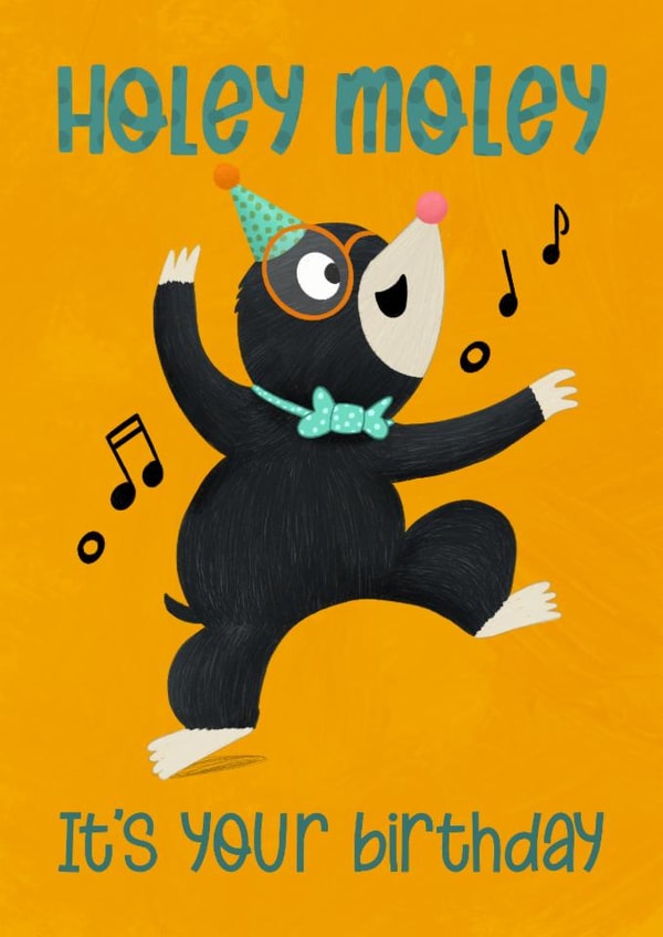 Cute Birthday Card - Holey Moley - Mole created by @oubergine
