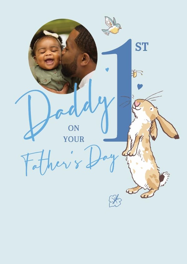 Personalised 1st Father’s Day Photo Card – For Daddy - Illustrated Bunny created by Danilo