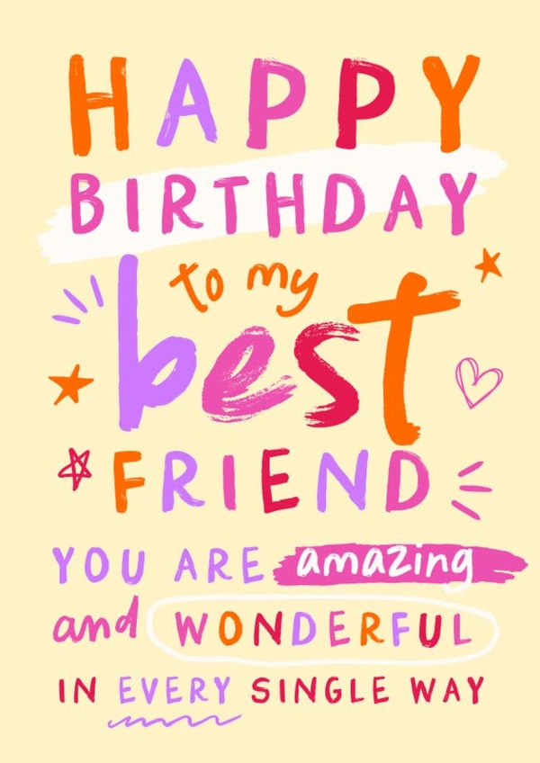 Cute Birthday Card - For Best Friend - You Are Amazing created by Chipper Prints